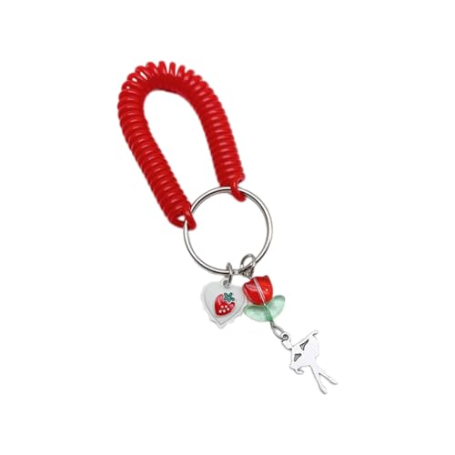 Stylish Keyring with Stretch Cord Retractable Spring Coil Backpack Decoration