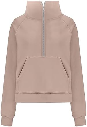 FOCLMP Womens Sweatshirts Half Zip Fleece Pullover Fall Cropped Sweatshirt - 2