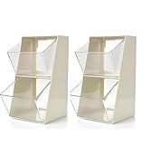 House of Quirk Detachable Storage Containers Box with 2 Compartments Drawers - Stacking Acrylic D...