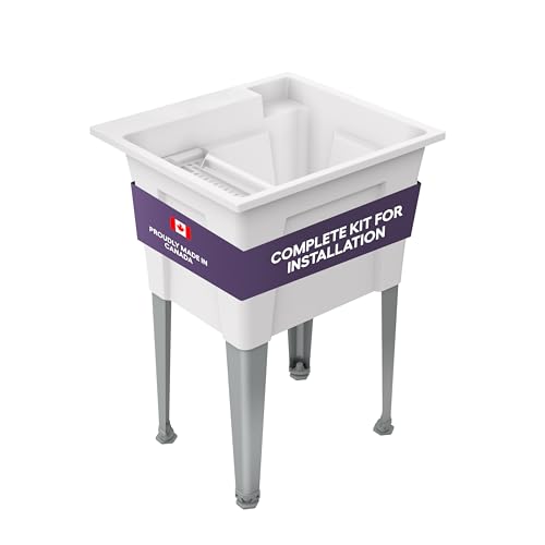 Catálogo para Comprar On-line Tarjas de plastico los preferidos por los clientes. 42 Fregadero de pie con patas de acero – Fregaderos de utilidad de ahorro de espacio de 24 pulgadas para lavadero, cochera, jardín, sótano – Noah William Home para interiores y...