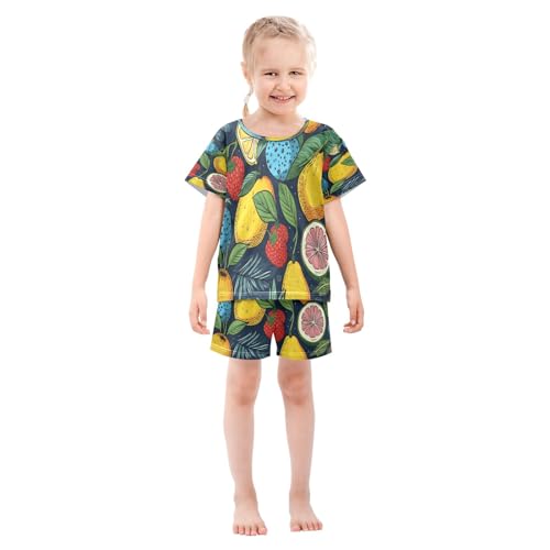 Pear Lemon Fruit Kids Pjs Set Boys Girls Summer Short-Sleeve Sleepwear Pajamas 2PCS3