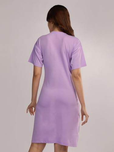 Image of Duchess Cotton Half Sleeve Oversized T-Shirts for Women| Nighty - Loose Fit Tee with Pocket