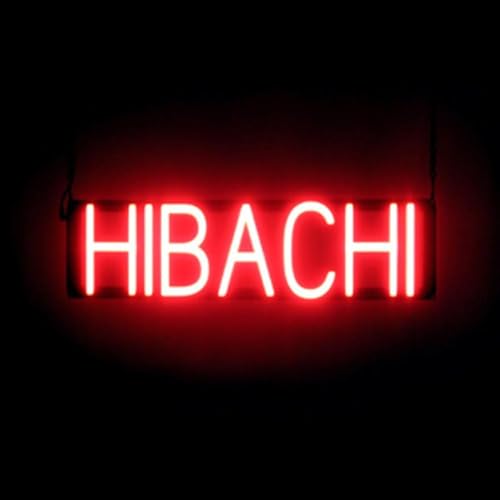 Image of SpellBrite LED Neon HIBACHI Sign for Business - Red, 23 inch x 6 inch | Ultra-Bright Click-Together Signage for Restaurants, with Visibility from 500 Feet - 8 Animations, 6 Brightness Settings