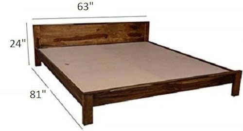 Image of Sheesham Wood King Size Bed Without Storage|Bed|Single Bed |Double Bed Solid Wood Queen Bed (Finish Color - Walnut, Delivery Condition - DIY(Do-It-Yourself))