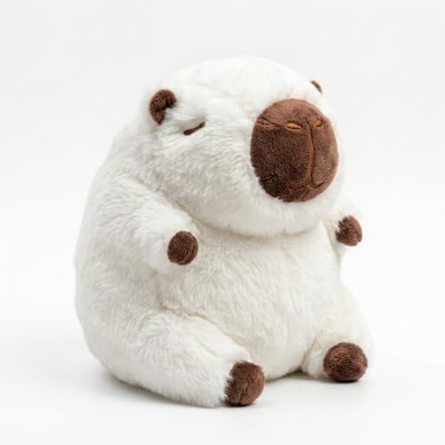 Image of FuzzyTales White Capybara Soft Toy | Soft Stuffed Plush Animal for Kids & Adults | Kawaii Cute Animal Toy for Cuddles & Room Decor | for Birthday Gifts, Thanksgivings and Every Event (25cm White)