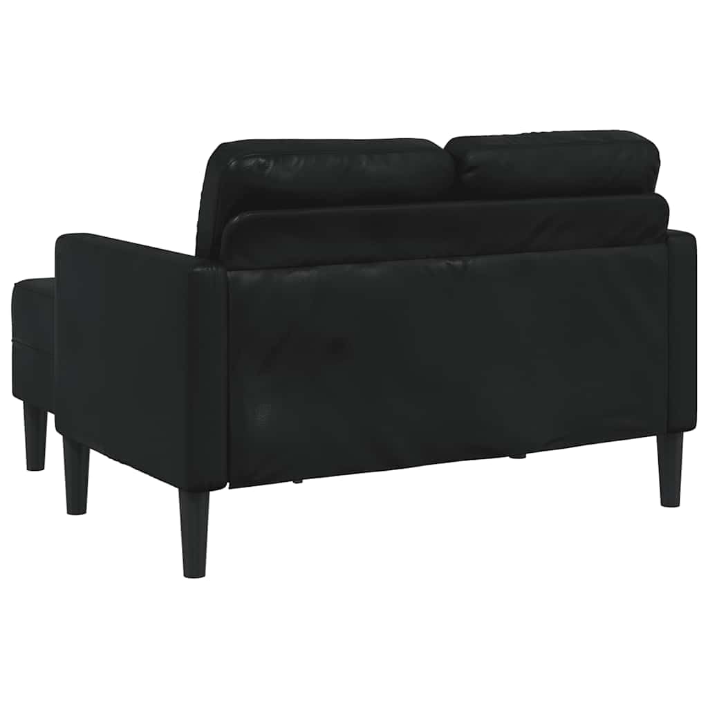 Ecksofa mit Schlaffunktion und Recamiere 2-Sitzer L-förmig Schwarz Kunstleder platzsparend für Wohnzimmer und Gästezimmer