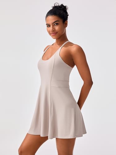 Image of Persit Womens Tennis Dress with Adjustable Straps & Built-in Bra & Shorts Workout Athletic Golf Exercise Dress