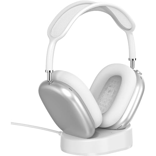 AirPods Max シルバー純正品本体　+充電スタンド ROUNKIN AirPods Max 専用 充電スタンド M3 ドック アクセサリー