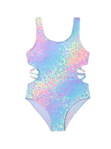 Floerns Girl's Leopard Print Cut Out Waist Scoop Neck Monokini One Piece Swimsuit