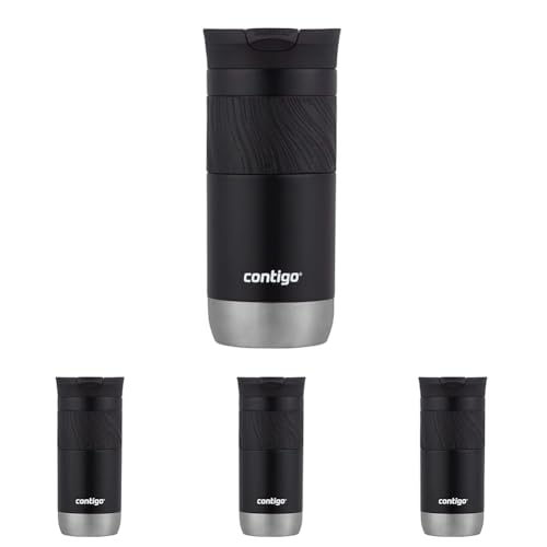 Image of Contigo Byron Vacuum-Insulated Stainless Steel Travel Mug with Leak-Proof Lid Reusable Coffee Mug or Water Bottle BPA-Free 16oz Licorice Keeps Beverages Hot for 6 Hours /Cold for 12 Hours,(Pack of 4)