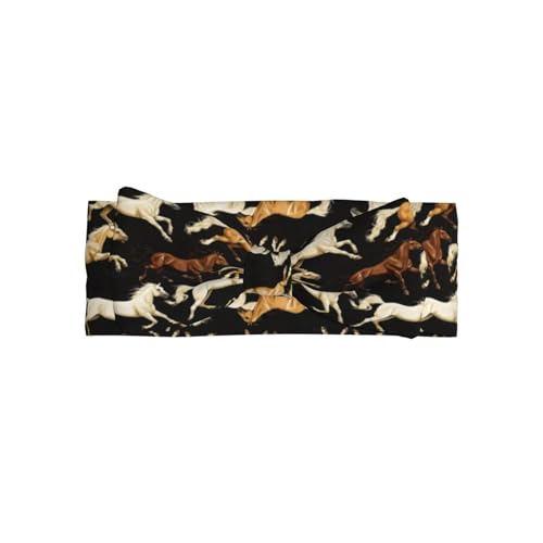 Running Horse Print Baby Girl Bows Headbands Baby Girls Newborn Headbands Infant Toddlers 0-6 Months