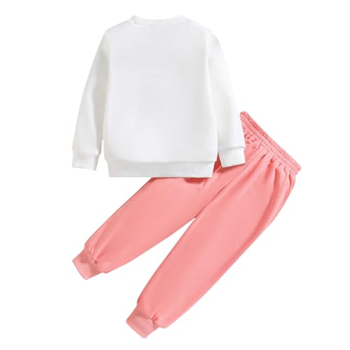 Image of Nivne Tco Toddler Girls Clothes Set - 2 Piece Cartoon Print Round Neck Sweatshirt & Sweatpants - Girls Spring Fall Outfits