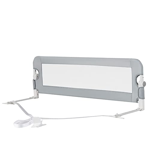 LIFEZEAL Barrière de Lit Pliable, Barriere de Securite Enfant Lit en Tissu Oxford et en PP, Barriere de Lit Enfant 121x42 CM, Protection Chute Enfant (Gris)