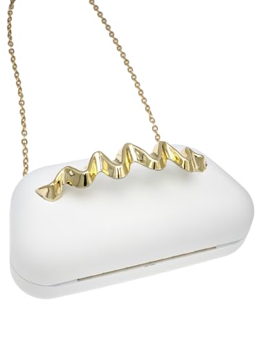 Women's Box Clutch Purse Metallic Wave Handle Handbags Party Evening Wedding Crossbody Bags With Chain4