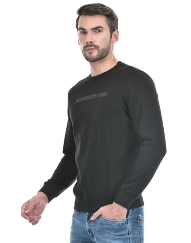 Image of Numero Uno Mens Blue Typographic Round Neck Brushed Fleece Sweatshirt