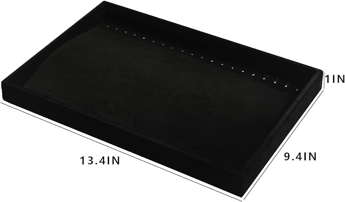 Image of Chain Velvet Jewellery Drawer Organizer Tray Stackable Tray for Drawer (Black) (14 * 10 INCH)
