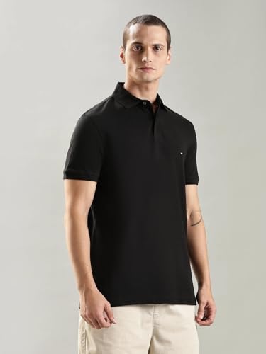 Image of Solid Regular fit Cotton Polo t-Shirt