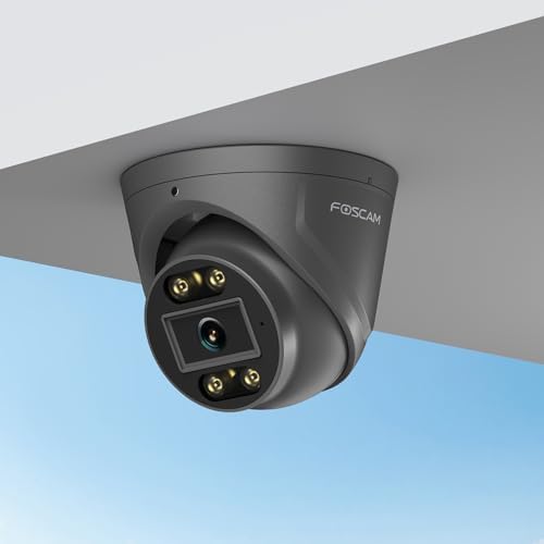 FOSCAM 5MP Security POE IP Camera Outdoor/Indoor, 3K Home Security Surveillance Cameras with 2-Way Talk, Color Night Vision, Spotlight, Compatible with Alexa IP66,Gray