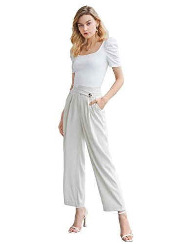 Image of Shasmi Women's & Girl's Polyester Pleated High Neck Short Puff Sleeve Ruched Bust Solid Regular Fit Top