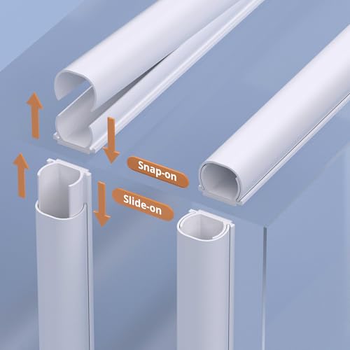 Image of ZhiYo 85in Cord Hider for One Wire, Self-Adhesive Cord Covers for Wires on Wall, Paintable TV Cable Hider Wire Covers for Cords, White Cable Management Raceway Channel, 6X L14in, W0.5in H0.4in