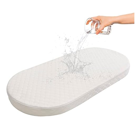 Wonder Living Baby Bassinet Mattress, Breathable, Hypoallergenic, Premium Foam, Non-Toxic, Oval Shaped with Removal Waterproof Cover,15" x 30" x 2''