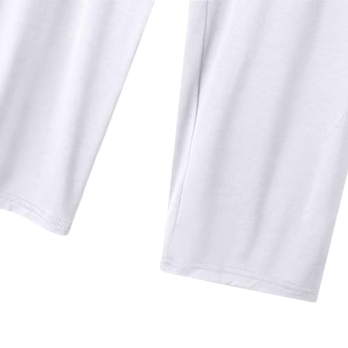 Petite Pants for Women Plus Size Elastic Waist Casual Capri Pants Summer Loose Pajamas Cropped Trouser Loungewear4