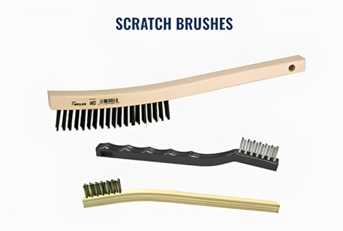 Image of Weiler 44062 0.012 inch Wire Size, 5 inch Brush Length, 10 inch X 5 /8 inch Block Size, 2 X 17 No. of Rows, 302 Stainless Steel Bristles, Hardwood Block, Shoe Handle Scratch Brush, Made in The USA (Pack of 12)