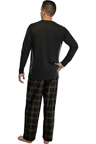 Harry Potter Adult Men's Raglan Shirt And Plaid Pants Pajama Set -Gryffindor, Ravenclaw, Slytherin, Hufflepuff3