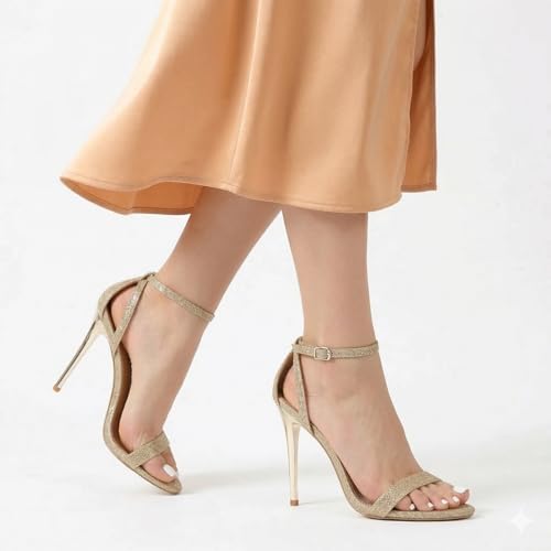 Image of MAIERNISI JESSI Unisex Men's Women's Stiletto Sandals with Ankle Strap, Open Toe High Heel, 5.1 Inch Heel
