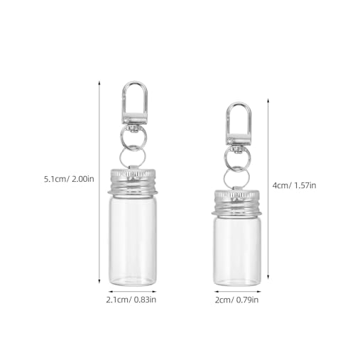 Mini botellas de vidrio transparentes de 7ml 10ml con llavero y clip GALPADA para manualidades 2