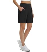 baleaf Women's 7 Inch Bermuda Long Shorts with Zipper Pockets High Waisted Athletic Shorts Walkin...