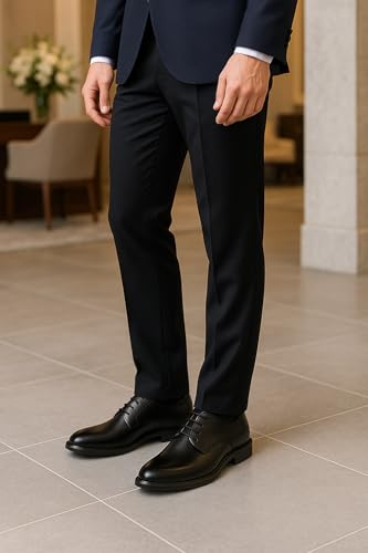 Image of Mens Tuxedo Dress Shoes Classic Formal Oxfords Faux Patent Leather Shoe Lace-up Dress Shoes for Business Wedding Suit Black