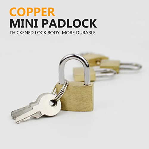 Image of HASTHIP Mini Padlock, Solid Brass, 3 Keys for Suitcase, Locker, Gold