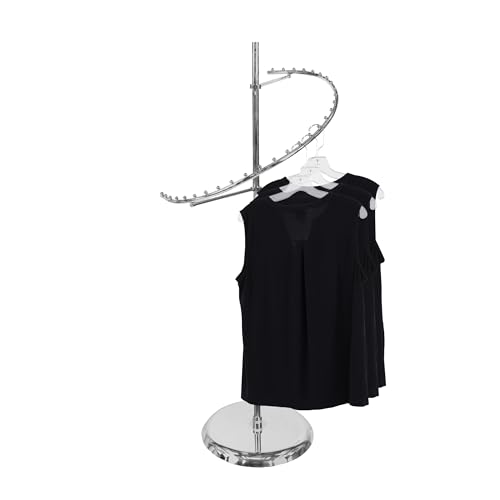 SSWBasics Sleek Chrome Spiral Clothing Rack - 29 Ball Retail Clothing Display Stand - 63"H - Boutique Garment and Accessories Display - Stylish Clothing Display Racks for Retail Stores