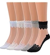 IYOU Women's Durchsichtige Knöchel Socken Nackt Spitze Transparent Mesh Socken Sommer Draußen Dur...