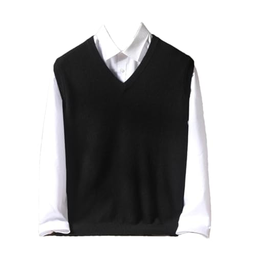 Dcvmvmn Men's Autumn Winter Wool Knitted Waistcoat V-Neck Loose Sleeveless Sweater Middle-Aged Elderly Vest