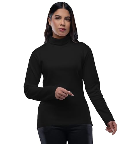 Image of Women Turtleneck Long Sleeve Ribbed Knitted Casual Stretch Top Cotton Slim Fit Mock Turtle Neck Gree Pullover Sweater