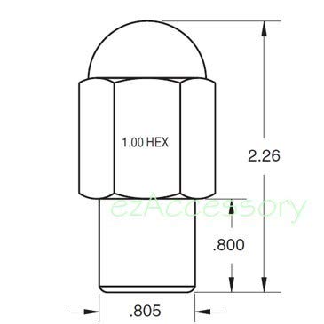 16 Dualie Mag Lug Nuts 14mmx2.0 with Washers 0.8" Shank Diameter 1" Hex 2.25" Height