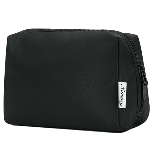 Narwey Travel Cosmetic Bag Organizer Toiletry Bag Make Up Bags with Compartments for Women Girls (Large, Black)