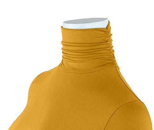Image of AUHEGN Women's Long Sleeve Short Sleeve Lightweight Turtleneck Top Slim Fit Pullover T-Shirt (S-XXL)