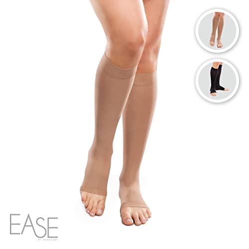 Image of Ease Opaque Open-Toe Knee Highs - 30-40mmHg Firm Compression Stockings