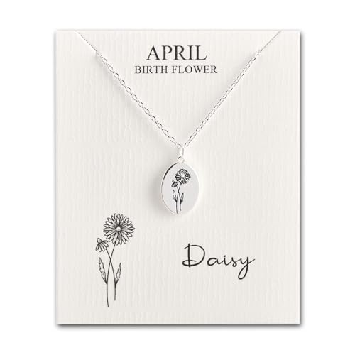 Philip Jones April Birth Flower Daisy Necklace with Card