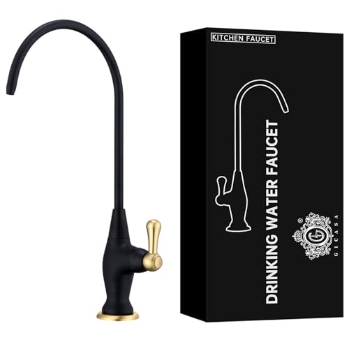 Image of Stainless Steel Reverse Osmosis Faucet, Sink Water Filter System, Suitable for Most Reverse Osmosis or Water Filtration Systems, Sink Drinking Water Faucet for Kitchen Bar Labs RVs, Black+Brushed Gold