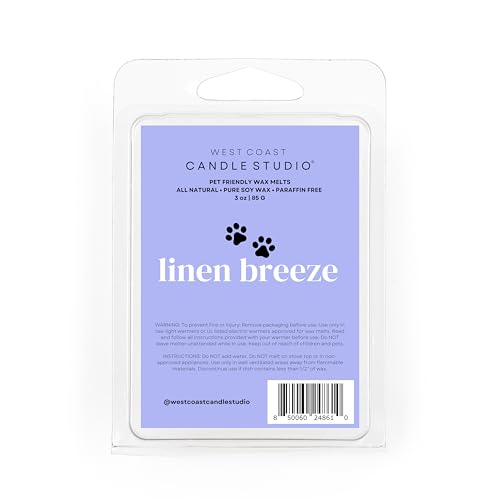 Image of Pet Safe Wax Melts for Dogs | Non Toxic Soy Wax Melts | Natural, Paraffin-Free, Clean Burning | Odor Eliminating Wax Cubes | Linen Breeze