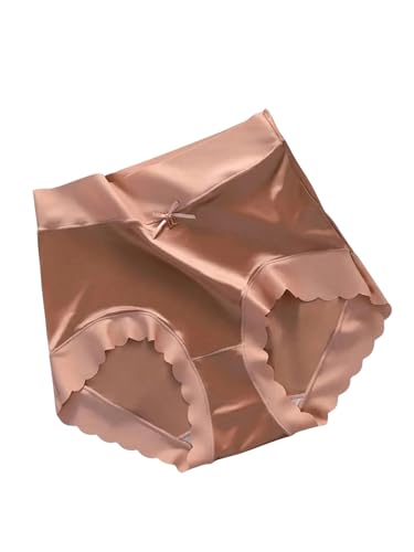 SOLY HUX Women's Satin Silk Briefs Scallop Trim No Show Underwear Lingerie Mid Rise Panties 4 Piece4