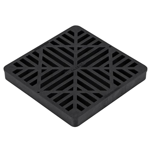 NDS 980G Square Catch Basin Drain Grate, Diamond Design, Fits 9-Inch Catch Basin Drain, Risers and Low Profile Adapter, 9-Inch, Black