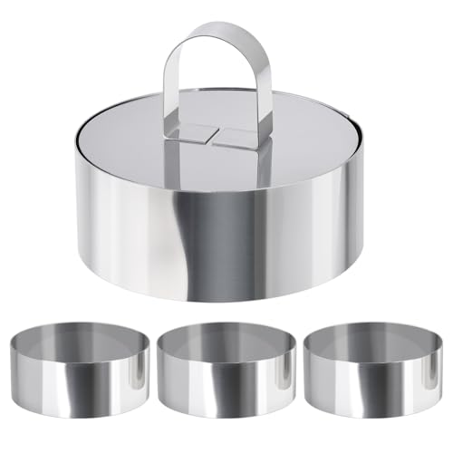 HULISEN Round Cake Ring Mold, Stainless Steel 4" Cooking Crumpet