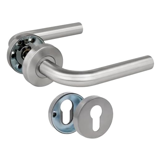 Amig - Juego de Manillas con Roseta para Puertas | Mod. 4RBX | 135 x Ø19 mm | Cuadradillo de 8 mm | Diseño Elegante y Sencillo | Acero inoxidable Plateado Mate