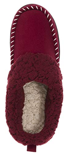 Dearfoams Pantufa feminina de microcamurça com espuma viscoelástica e costura, Cabernet, 11-12