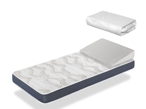 DORMISSIMO Pack colchon Baby Blue 60x120 + cuña elevadora+ Sabana Protectora 60x120